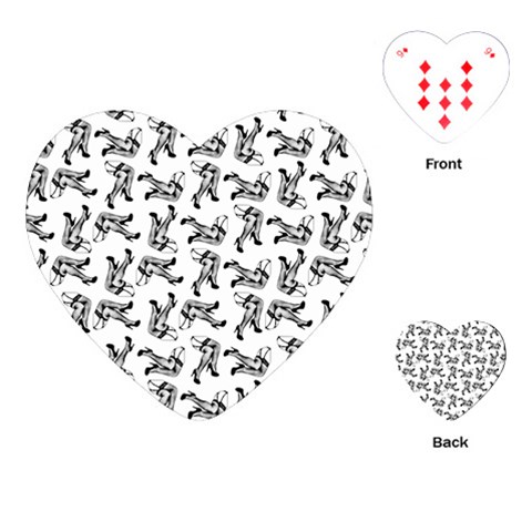 Erotic Pants Motif Black And White Graphic Pattern Black Backgrond Playing Cards Single Design (Heart) from ArtsNow.com Front