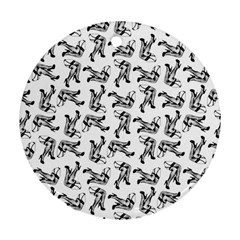 Erotic Pants Motif Black And White Graphic Pattern Black Backgrond Round Ornament (Two Sides) from ArtsNow.com Front