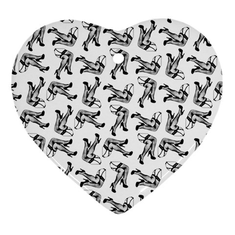 Erotic Pants Motif Black And White Graphic Pattern Black Backgrond Heart Ornament (Two Sides) from ArtsNow.com Front