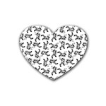 Erotic Pants Motif Black And White Graphic Pattern Black Backgrond Rubber Heart Coaster (4 pack)