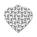 Erotic Pants Motif Black And White Graphic Pattern Black Backgrond Dog Tag Heart (One Side)