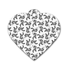 Erotic Pants Motif Black And White Graphic Pattern Black Backgrond Dog Tag Heart (Two Sides) from ArtsNow.com Front