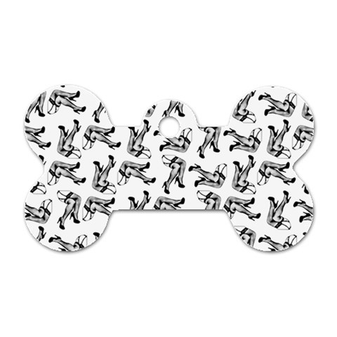 Erotic Pants Motif Black And White Graphic Pattern Black Backgrond Dog Tag Bone (One Side) from ArtsNow.com Front