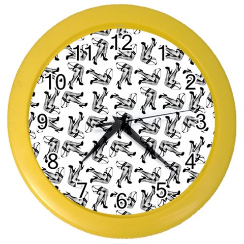 Erotic Pants Motif Black And White Graphic Pattern Black Backgrond Color Wall Clock from ArtsNow.com Front