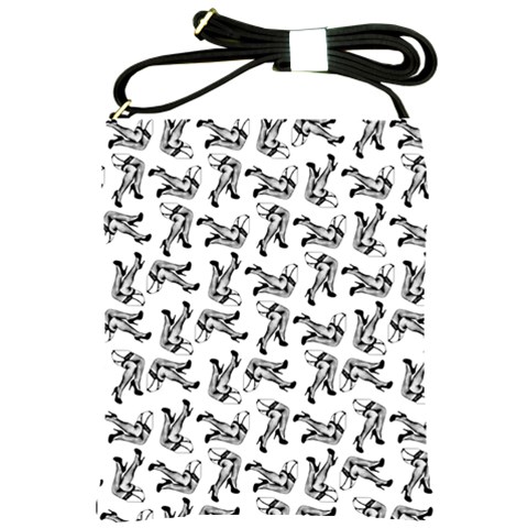 Erotic Pants Motif Black And White Graphic Pattern Black Backgrond Shoulder Sling Bag from ArtsNow.com Front