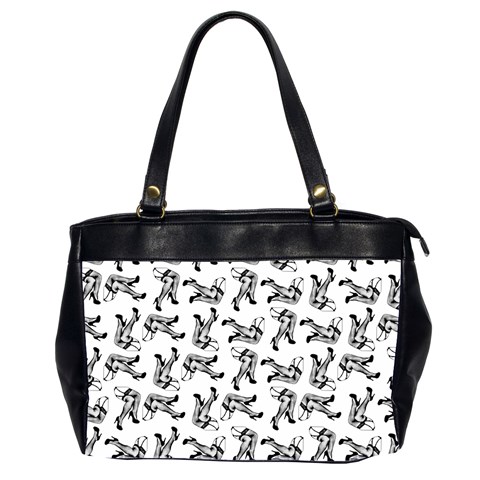 Erotic Pants Motif Black And White Graphic Pattern Black Backgrond Oversize Office Handbag (2 Sides) from ArtsNow.com Front