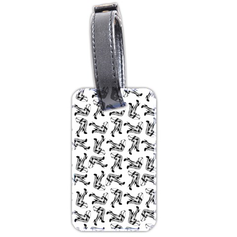 Erotic Pants Motif Black And White Graphic Pattern Black Backgrond Luggage Tag (two sides) from ArtsNow.com Front