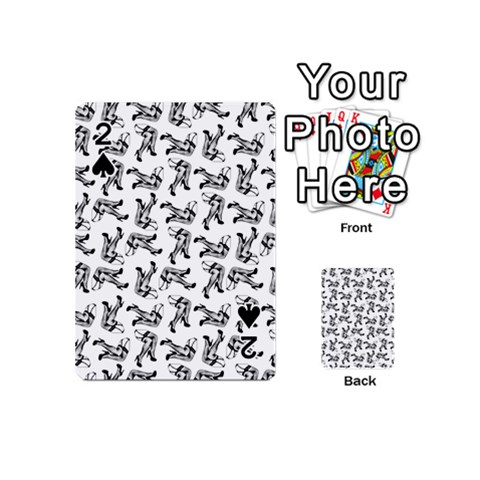 Erotic Pants Motif Black And White Graphic Pattern Black Backgrond Playing Cards 54 Designs (Mini) from ArtsNow.com Front - Spade2