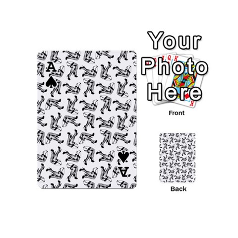 Ace Erotic Pants Motif Black And White Graphic Pattern Black Backgrond Playing Cards 54 Designs (Mini) from ArtsNow.com Front - SpadeA