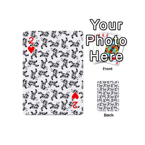 Erotic Pants Motif Black And White Graphic Pattern Black Backgrond Playing Cards 54 Designs (Mini) from ArtsNow.com Front - Heart2