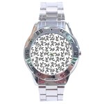 Erotic Pants Motif Black And White Graphic Pattern Black Backgrond Stainless Steel Analogue Watch