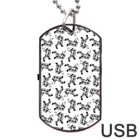 Erotic Pants Motif Black And White Graphic Pattern Black Backgrond Dog Tag USB Flash (One Side) from ArtsNow.com Front