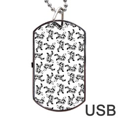 Erotic Pants Motif Black And White Graphic Pattern Black Backgrond Dog Tag USB Flash (Two Sides) from ArtsNow.com Front