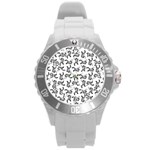 Erotic Pants Motif Black And White Graphic Pattern Black Backgrond Round Plastic Sport Watch (L)