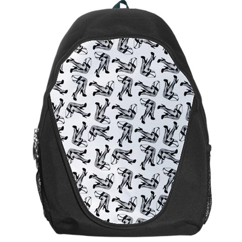 Erotic Pants Motif Black And White Graphic Pattern Black Backgrond Backpack Bag from ArtsNow.com Front