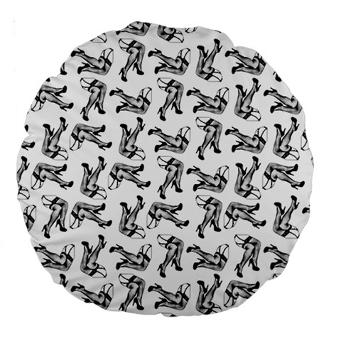 Erotic Pants Motif Black And White Graphic Pattern Black Backgrond Large 18  Premium Round Cushions from ArtsNow.com Front