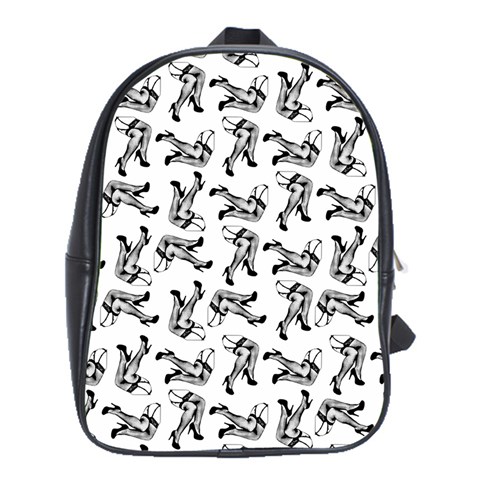 Erotic Pants Motif Black And White Graphic Pattern Black Backgrond School Bag (XL) from ArtsNow.com Front