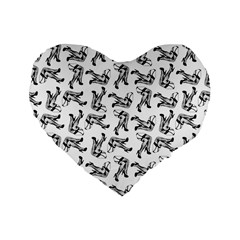 Erotic Pants Motif Black And White Graphic Pattern Black Backgrond Standard 16  Premium Heart Shape Cushions from ArtsNow.com Front