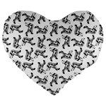 Erotic Pants Motif Black And White Graphic Pattern Black Backgrond Large 19  Premium Heart Shape Cushions