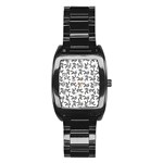 Erotic Pants Motif Black And White Graphic Pattern Black Backgrond Stainless Steel Barrel Watch