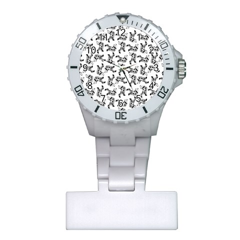 Erotic Pants Motif Black And White Graphic Pattern Black Backgrond Plastic Nurses Watch from ArtsNow.com Front