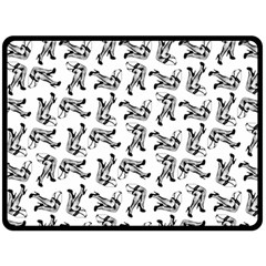 Erotic Pants Motif Black And White Graphic Pattern Black Backgrond Two Sides Fleece Blanket (Large) from ArtsNow.com 80 x60  Blanket Back