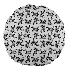 Erotic Pants Motif Black And White Graphic Pattern Black Backgrond Large 18  Premium Flano Round Cushions from ArtsNow.com Back