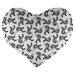 Erotic Pants Motif Black And White Graphic Pattern Black Backgrond Large 19  Premium Flano Heart Shape Cushions from ArtsNow.com Back