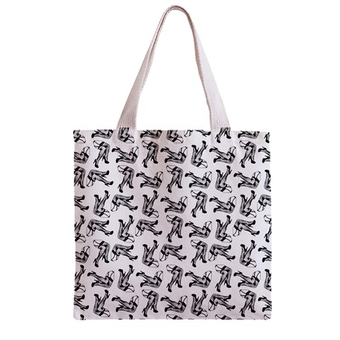 Erotic Pants Motif Black And White Graphic Pattern Black Backgrond Zipper Grocery Tote Bag from ArtsNow.com Front