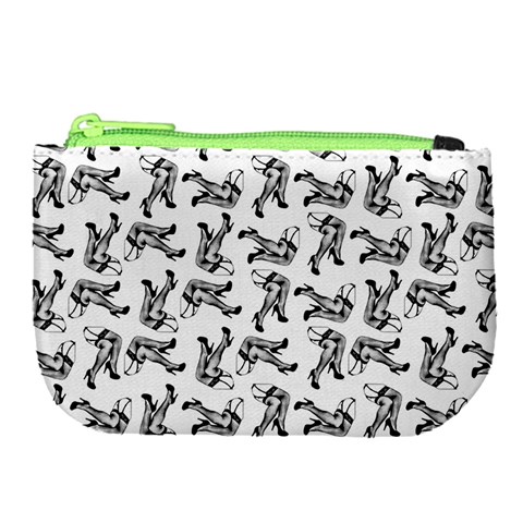 Erotic Pants Motif Black And White Graphic Pattern Black Backgrond Large Coin Purse from ArtsNow.com Front