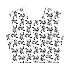 Erotic Pants Motif Black And White Graphic Pattern Black Backgrond Cotton Crop Top from ArtsNow.com Front