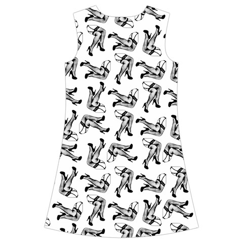 Erotic Pants Motif Black And White Graphic Pattern Black Backgrond Kids  Short Sleeve Velvet Dress from ArtsNow.com Back