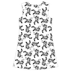 Erotic Pants Motif Black And White Graphic Pattern Black Backgrond Kids  Short Sleeve Velvet Dress from ArtsNow.com Back