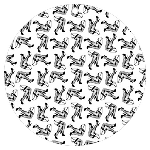 Erotic Pants Motif Black And White Graphic Pattern Black Backgrond UV Print Acrylic Ornament Round from ArtsNow.com Front