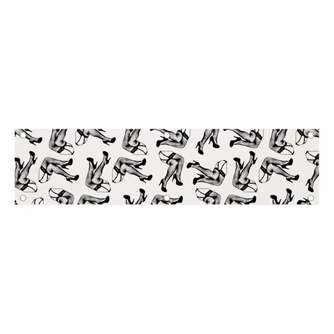 Erotic Pants Motif Black And White Graphic Pattern Black Backgrond Banner and Sign 4  x 1  from ArtsNow.com Front