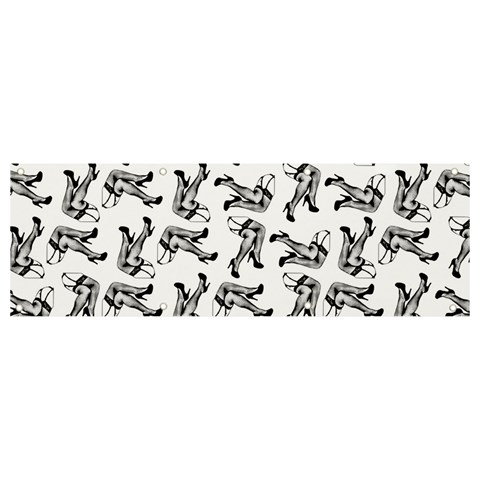 Erotic Pants Motif Black And White Graphic Pattern Black Backgrond Banner and Sign 9  x 3  from ArtsNow.com Front