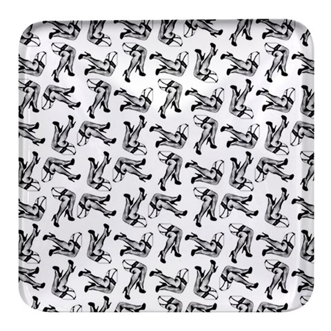 Erotic Pants Motif Black And White Graphic Pattern Black Backgrond Square Glass Fridge Magnet (4 pack) from ArtsNow.com Front