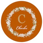 Personalized Initial Floral Wreath Any Text Name Round Trivet Round Trivet