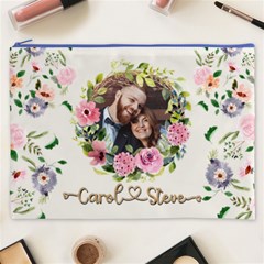 Personalized Floral wreath Love Photo Name Cosmetic Bag Cosmetic Bag (XXXL) from ArtsNow.com Front