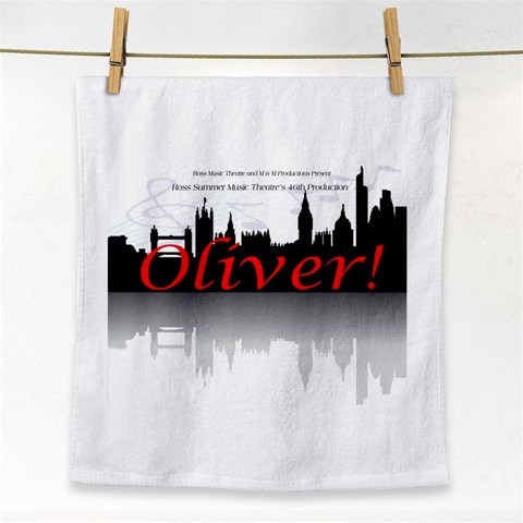 Red Oliver Logo Face Towel from ArtsNow.com Front