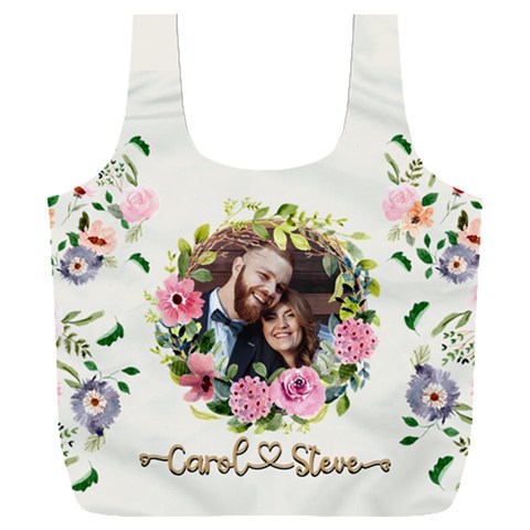 Personalized Floral wreath Love Photo Name Recycle Bag Full Print Recycle Bag (XXXL) from ArtsNow.com Front