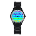 Abstract Design Pattern Stainless Steel Round Watch
