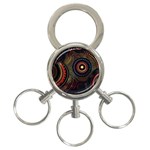 Abstract Geometric Pattern 3-Ring Key Chain