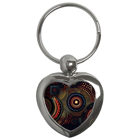 Abstract Geometric Pattern Key Chain (Heart) from ArtsNow.com Front