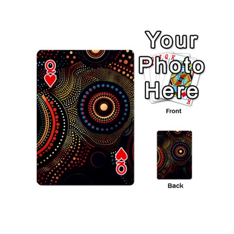 Queen Abstract Geometric Pattern Playing Cards 54 Designs (Mini) from ArtsNow.com Front - HeartQ