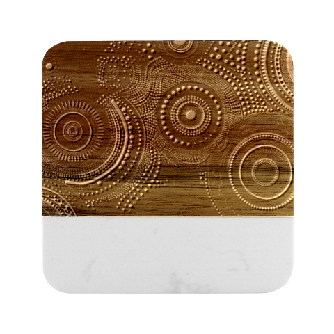 Abstract Geometric Pattern Marble Wood Coaster (Square) from ArtsNow.com Front