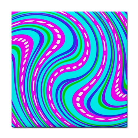 Swirls Pattern Design Bright Aqua Tile Coaster from ArtsNow.com Front