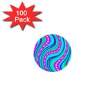 Swirls Pattern Design Bright Aqua 1  Mini Buttons (100 pack) 