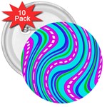 Swirls Pattern Design Bright Aqua 3  Buttons (10 pack) 