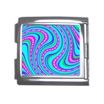 Swirls Pattern Design Bright Aqua Mega Link Italian Charm (18mm)